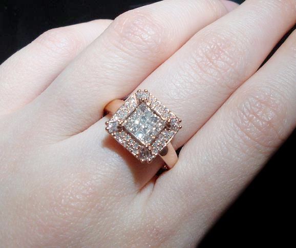 GENUINE 1/2CT DIAMOND CLUSTER RING SOLID 14K ROSE GOLD